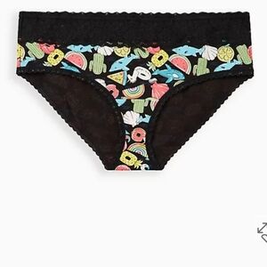 BLACK POOL FLOATIES WIDE LACE COTTON HIPSTER PANTY